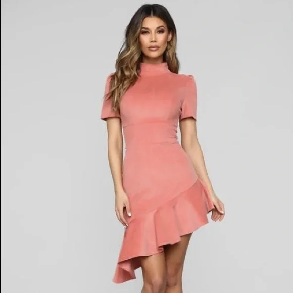 Fashion Nova | Dresses | Pink Asymmetric Dress | Poshmark